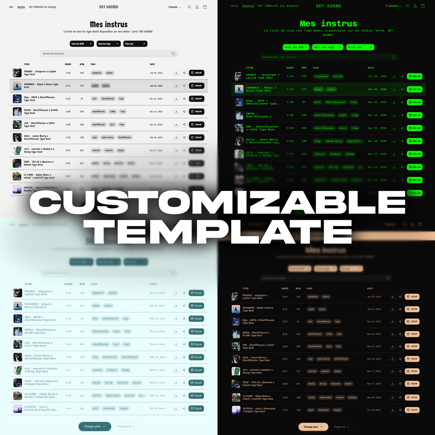SKT BEAT TEMPLATE for Shopify