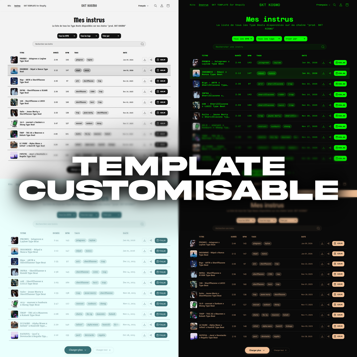 SKT BEAT TEMPLATE for Shopify