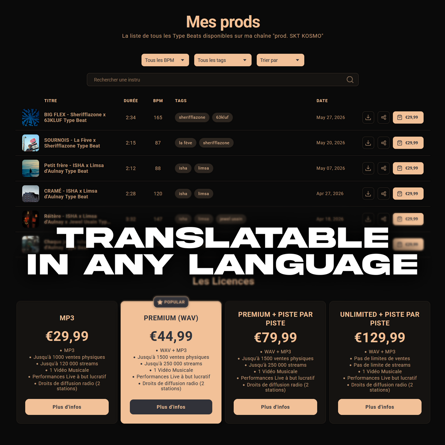 SKT BEAT TEMPLATE for Shopify